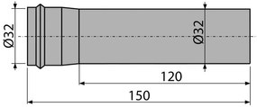 Element de prelungire DN32, Alcadrain, crom