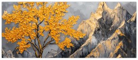 Tablou – Arbore auriu în munți (120x50 cm)