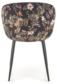 Set masa extensibila Lozano L140-200 + 4 scaune K506 negru/floral