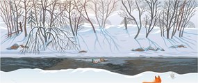Tablou - Vulpe în peisaj de iarnă (120x50 cm)