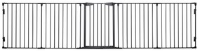 PawHut Poartă pentru Câini de Talie Mică și Medie, Țarc Pliabil cu Structură Modulară cu 5 Panouri, 300x3x74.5 cm, Negru | Aosom Romania
