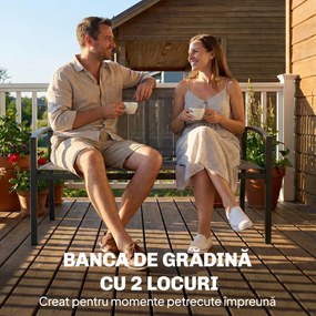 Outsunny bancă de grădină din metal, 2 locuri, material respirabil Texteline, culoare gri. | Aosom Romania