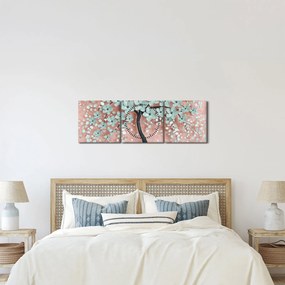Tablou - Flori albastre în pastel (cu ceas) (90x30 cm)