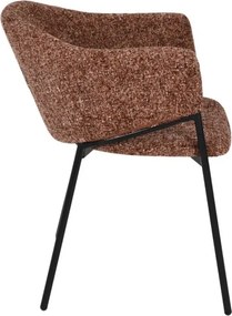 Set de 2 scaune aspect retro, Metal Negru, Chenille Maro, NOBLESSE A-47579 VC