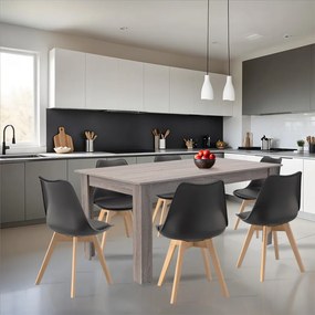 Set de masă Lola 6+1 negru-stejar York