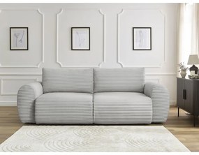 Canapea gri deschis extensibilă cu tapițerie din catifea reiată 257 cm Lucien – Bobochic Paris