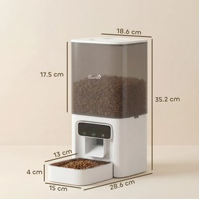 PawHut Distribuitor Automat pentru Pisici, 4.5L WiFi cu Timer, Programabil pentru 1-10 Mese, Hrănitor Automat cu Înregistrare Vocală și Alimentare Dublă pentru Pisici și Câini de Talie Mică | Aosom Romania