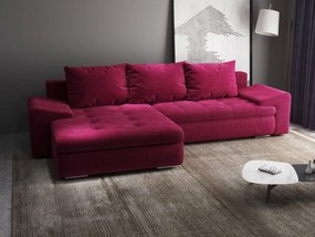 Colțar extensibil dumonde cu ladă de depozitare si sezut confortabil din spuma high-density, Leonardo Zoom Rosu 260x185 cm