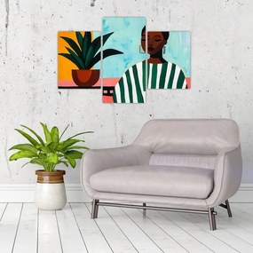 Tablou - Femeie cu floare (90x60 cm)