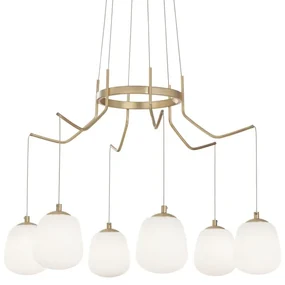Lustra cu 6 pendule design modern KAROUSEL SP6, alama 206387