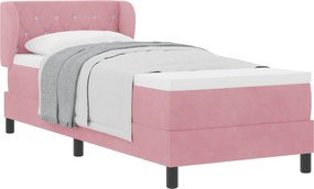 vidaXL Pat cu arcuri cu saltea cu headboard Roz 80 x 200 cm Catifea
