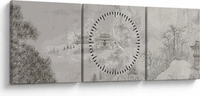 Tablou - Peisaj chinezesc (cu ceas) (90x30 cm)