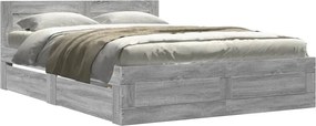 vidaXL Cadru de pat cu tăblie gri sonoma 120x200 cm lemn prelucrat