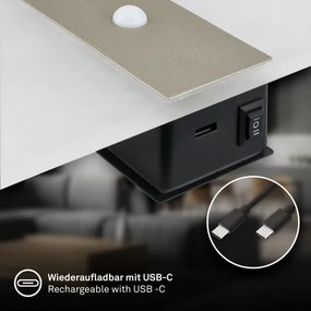 Briloner 3888012 - Aplica LED reîncărcabilă de perete cu senzor AURA, 2,5W/5V, 1800 mAh, mată