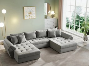 Colțar extensibil dumonde cu ladă de depozitare si sezut confortabil din spuma high-density, Loana U Royal Grey 355x185 cm