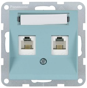 Priza dubla internet cat 6, IP20, Turcoaz, Panasonic Karre Plus 55 Soft Touch