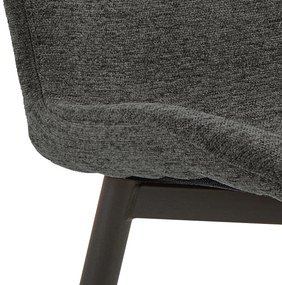 MAZZONI EXPORT FIORA Gri Închis (material Apia 458)/cadru negru – SCAUN MODERN TAPITAT DIN CHENILLE PENTRU LIVING/BUCĂTĂRIE