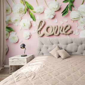 Fototapet autoadeziv cu inscripție Love în design romantic