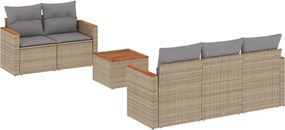 vidaXL Set canapele de grădină, 6 piese, cu perne, bej, poliratan
