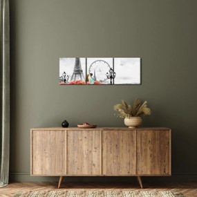 Tablou îndrăgostiții în Paris (cu ceas) (90x30 cm)