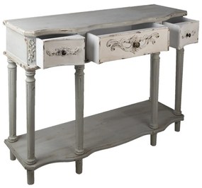 Consola gri, din lemn, 3 sertare, aspect vintage, Lysanne