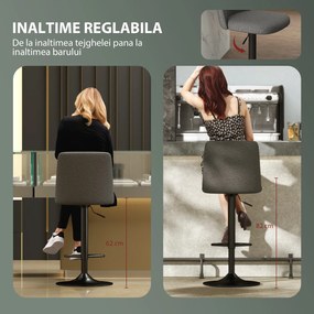 HOMCOM Set 2 Scaune de Bar Pivotante cu Înălțime Reglabilă Gri Închis | Aosom Romania