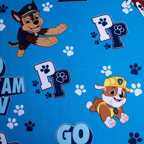 Cearceaf pentru copii albastru din bumbac cu elastic 90x200 cm Paw Patrol – Jerry Fabrics