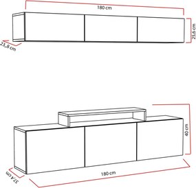 Comoda TV cu raft Line, Decorotika, 180x37.4x40 cm, alb