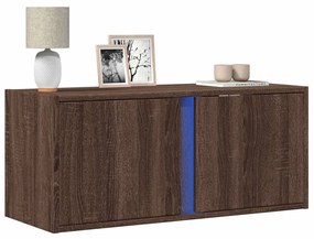 vidaXL Comodă TV de perete cu lumini LED, stejar maro, 80x31x35 cm