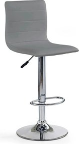 Scaun bar H21, gri/crom, piele ecologica/otel, 40x42x93/115 cm