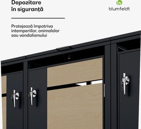 Blumfeldt BinSafe, coș de gunoi, 3 coșuri de gunoi, 240 l, cu încuietoare, din oțel galvanizat rezistent la intemperii