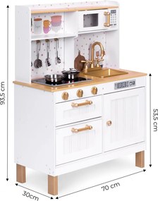 Bucătărie mare din lemn cu dulapuri cu deschidere LED și 7 accesorii