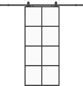 vidaXL Ușă glisantă cu set de feronerie neagră 90x205 cm Sticlă ESG