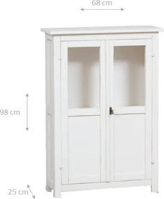 Vitrina mica, L68 25 H98 cm, alb antic, lemn masiv