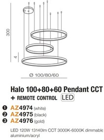 Lustra cu 3 inele LED si telecomanda HALO PENDANT GO 100+80+60 CCT