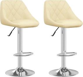 vidaXL Scaune de bar, 2 buc., crem, piele ecologică