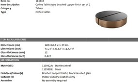 Set 2 masute de cafea design elegant LUX Astra, cupru-negru 113932 HZ