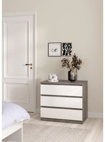 Comodă Simplicity 77 x 50 x 70 cm, gri / alb lucios