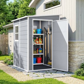 Outsunny Magazie din metal pentru gradina, Gri