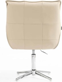 HR560CROSS Scaun Crem Piele Ecologica Premium Soft cu Bază Cromata