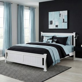 Pat cu lamele, lemn de pin/alb, 160x200, LUCAS NEW