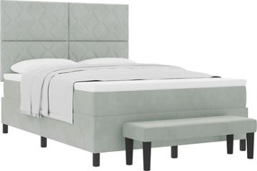 vidaXL Pat cu arcuri cu saltea Gri deschis 140 x 200 cm Catifea