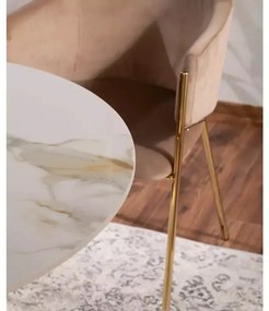 Masa rotunda Azalia Ceramic marmura alba/auriu ø90/h75 cm