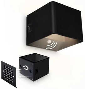 Briloner 3879015 - Aplica LED reîncărcabilă pentru perete cu senzor BORRA, 1,5 W/5 V, 3600 mAh, neagră