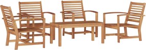 vidaXL Set de canapele pentru grădină 5 pcs natural Lemn solid de tec