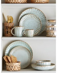 Serviciu de masă 12 buc. din gresie Fleur – Bloomingville