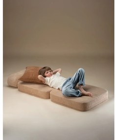 Fotoliu de copii maro deschis cu tapițerie din catifea reiată Flip – Wigiwama