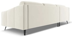 Colțar crem cu tapițerie din catifea (cu colț pe partea stângă) Nalu – Makamii