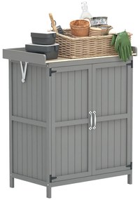 Outsunny Dulap de grădină din lemn adăpost de grădină cu 2 uși, acoperiș pe balamale și poliță, 74 x 43 x 88 cm, gri | Aosom Romania