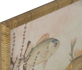 Set 2 tablouri decorative cu motive marine și ramă din sticlă și rattan, 55×2,5×70 cm, „Fondo Marino"